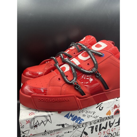Dolce & Gabbana Portofino Calfskin Leather Red Sneakers EUR 45 / US 12 W/BOX main image 5